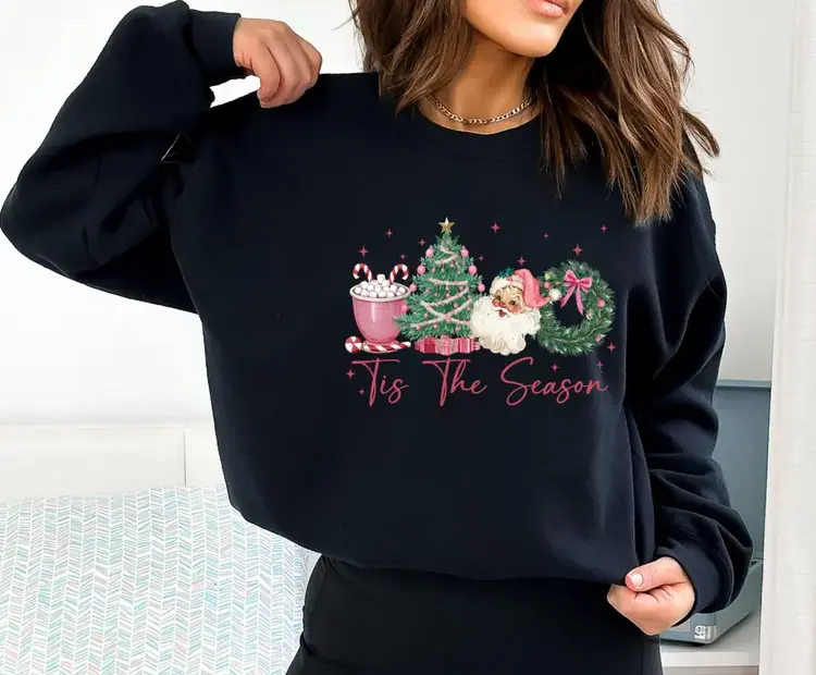 Tis The Season Sweatshirt, Merry Christmas Sweatshirt, Christmas Tree Sweatshirt, Cute Winter Hoodie, Christmas Sweatshirt, Santa Hoodie
