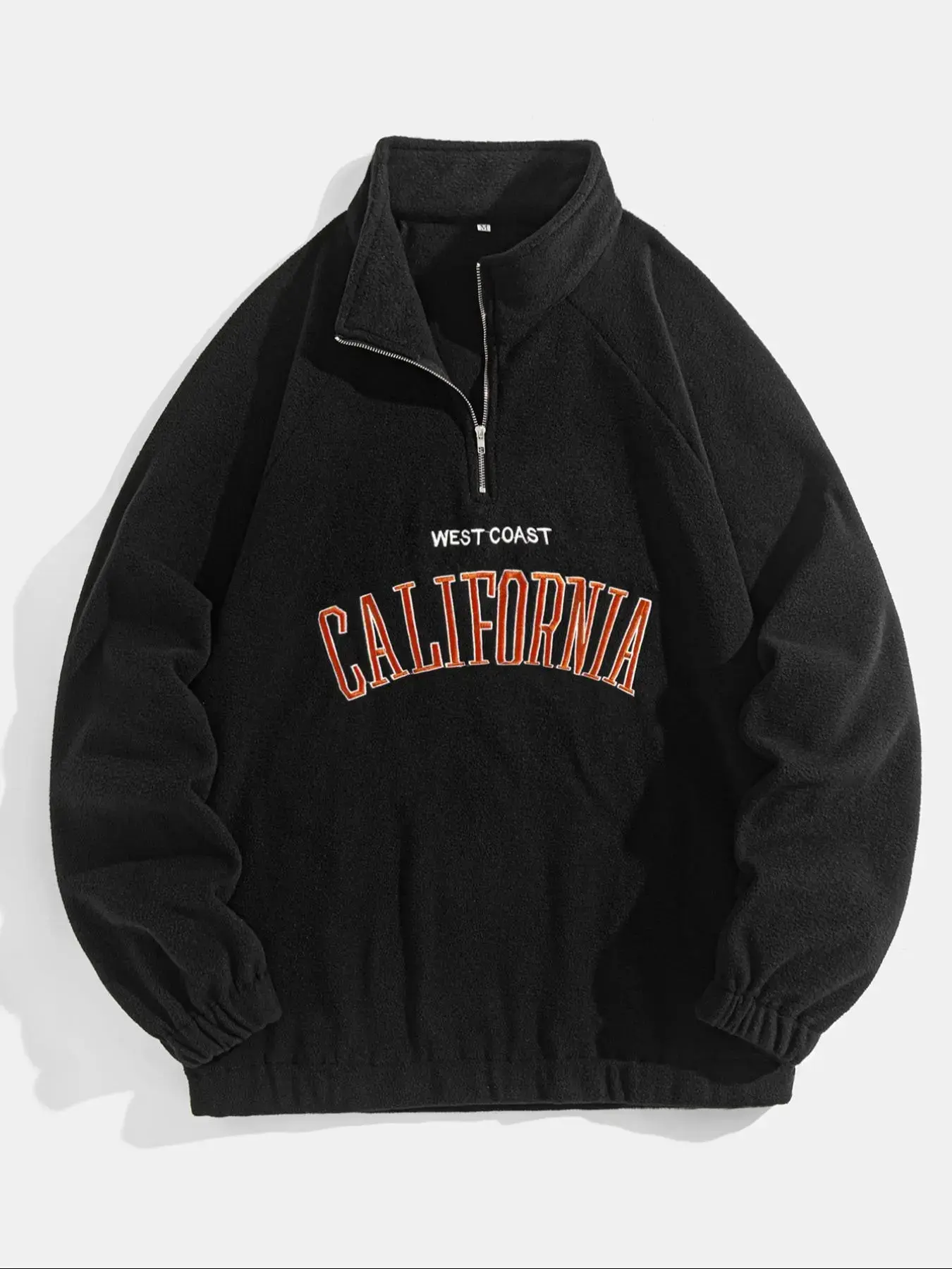 2026 Men's Letter Embroidery Polar Fleece Quarter Zip Raglan Sleeve Stand Collar Pullover Casual Fall Winter Daily Top Outfits