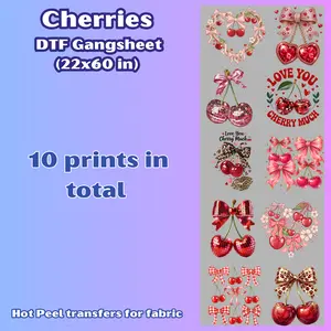 G3 Cherries Gangsheet transfers for shirts (10 Transfers)