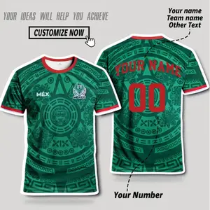Personalized Custom Outdoor Sports Soccer Jersey DIY Custom Name And Team Name And Number Custom Style Mexican Men'S Soccer Sports Top And MEXICAN Men'S Round Neck Comfortable Sports Top And with Mythical Beast Print And Suitable for Soccer Games