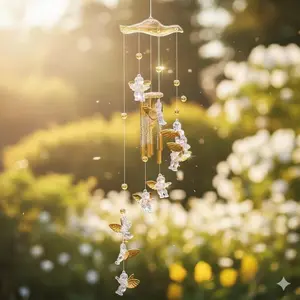 Angel Cupid Wind Chime with Adjustable Bells, Home Decor Hanging Ornament for Dorm Room, Birthday Gift, Friendship Keepsake, Perfect for Doors, Windows, Balcony Decor and Seasonal Room Decorations
