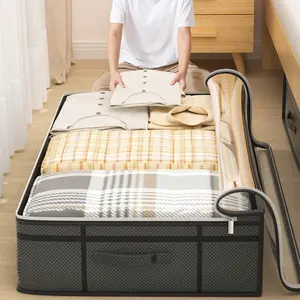 Large Capacity Bed Under Storage Bag, Flat Foldable Organizer Box, Home Clothes and Miscellaneous Items Holder, Cross-Border Window Grid Design, Clothing Storage Organizer, Bedroom Storage Organizer