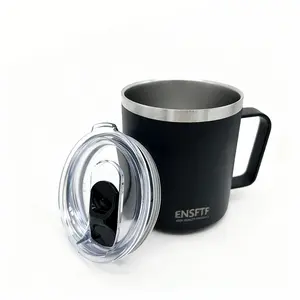 13 oz Coffee Mug with Handle and Lid, Leak Proof Travel Tumbler, Stainless Steel Vacuum Insulated Thermal Cup, Double Wal Water Bottle for Hot & Cold - Sport, Work, Camping