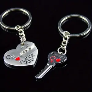 2pcs Set Men Women Cute Heart Key Keychain Couple Key Ring Lovers Key Chain Jewelry Accessory Gift