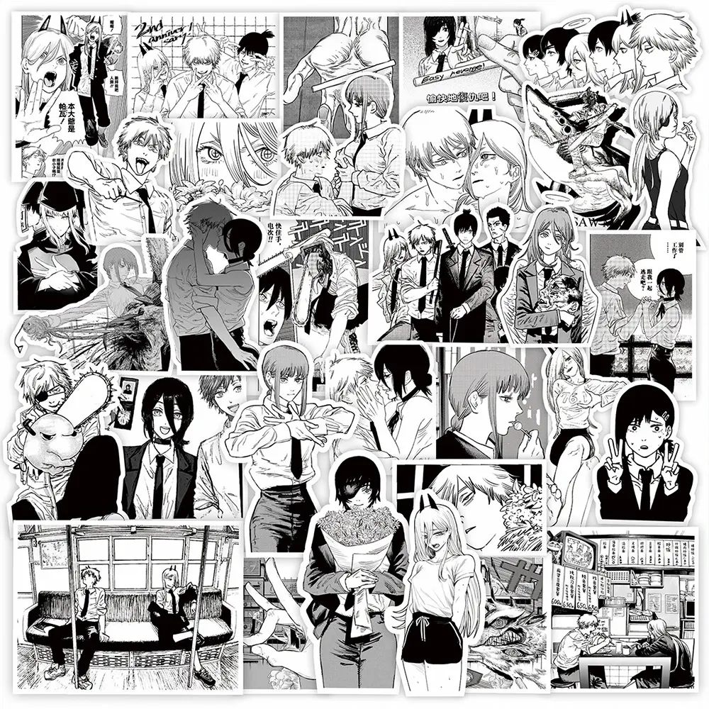 2025 Non-Customized Chainsaw Man Anime Decal Stickers, 10/30/65pcs Polyester Waterproof Stickers for Laptop/Phone, Kids’ Office Stationery with Manufacturer Warranty, Decal Sticker