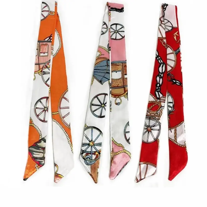 Carriage Pattern Tie, Multifunctional Neckerchiefs for Women, Fashionable Neckerchiefs for Daily Wear, Casual Versatile Neckerchiefs for Women & Girls, Neck Scarf, Casual Soft Scarf, Printed Polyester Scarf