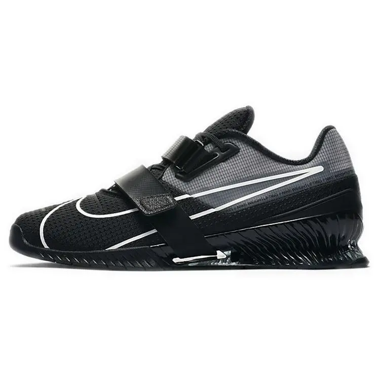 Nike Romaleos 4 'Black White' Running Mesh Sports Shoe, Performance Sneaker for Weightlifting Workouts, Sports Shoes, Footwear, Athletic, Training, React Foam, Rubber Sole, Secure Lockdown Feel, Casual