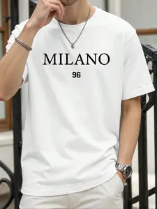 Milano 96 Graphic Oversized T-Shirt for Men | Minimalist Forest Green Euro-Summer Style Tee | Wrinkle-Resistant Smooth Fabric Short Sleeve Top | Perfect for Travel, Vacation & Daily Streetwear