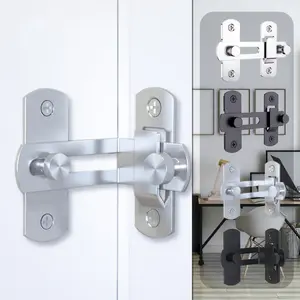 Stainless Steel Door Latch Options 180° & 90° Angles Anti-Theft Barn Door Pet Cage Lock Mini Lock RV Refrigerator Inward Swing Steel Door Lock