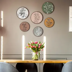 Bohemian Style Wooden Wall Art Set, Vintage Floral Print Wall Decor, Minimalist Cottage Decor for Home Living Room Bedroom Office, Ornaments