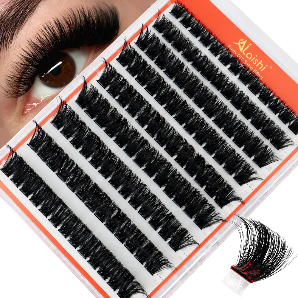 Ailaishi 150D/200D Self-Adhesive Cluster Lashes117/90 Clusters-NoGlue, Individual, Press-On FalseEyelashes, Mixed Lengths, DIY Eyelash Extensions withTweezers, Beginner-Friendly Easy Application, , DealsForYouDays