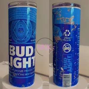 Bud Light 20oz Tumbler Double Walled Vacuum Tumbler with Metal Straw