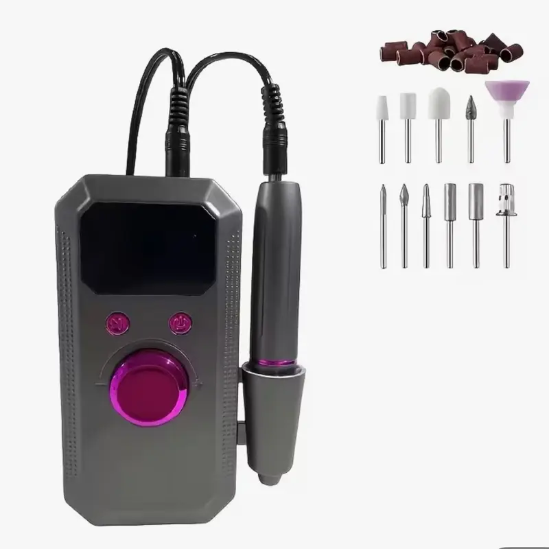 Professional Cordless Electric Nail Drill Machine Suitable for Manicure Pedicure, Rechargeable Portable Nail Drill with Brush Motor, 35000 RPM High-Speed Nail File Kit for Nail Removal, Suitable for & Salon Use, No Display
