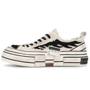 xVESSEL G.O.P. Lows Black Flame Vintage Canvas Shoes for Men and Women