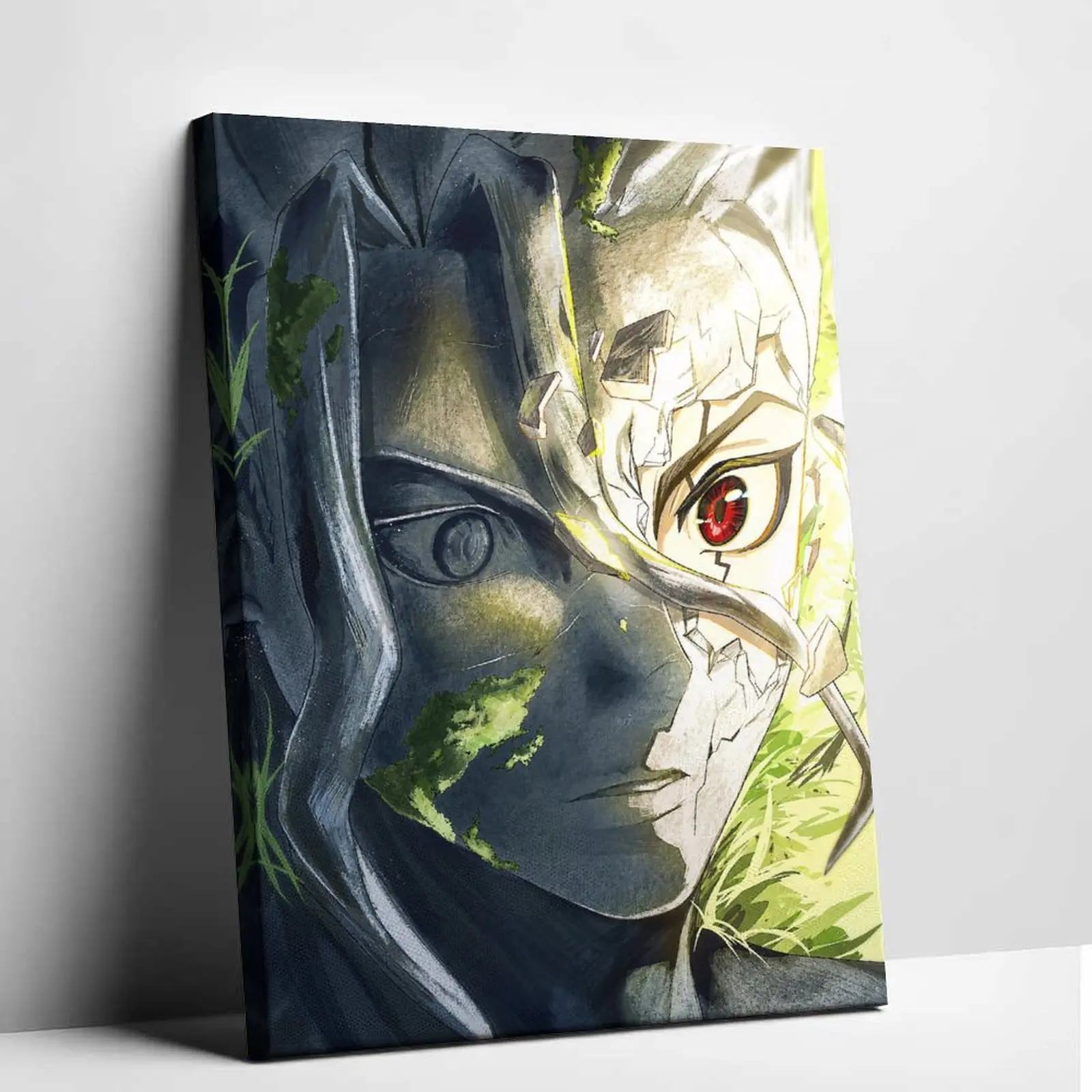 Dr. Stone Senku Ishigami Canvas Wall Art Petrified Stone Poster Print Anime Revival Face Canvas Painting Science Manga Graphic Picture Modern Aesthetic Decor for Living Room Bedroom Studio