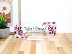 Office Accessories Modern Desk Name Plate Work Decor - Acrylic Desk Name Plate - Personalized Custom Print
