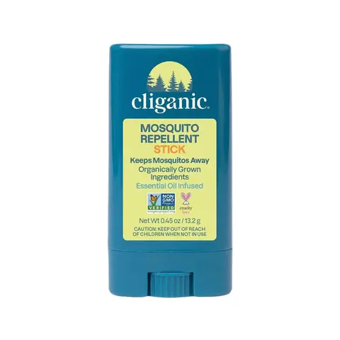 Cliganic Mosquito Repellent Stick for Adults & Kids - 5 Hours of Natural, DEET-Free Protection, Non-GMO Verified, With Organically Grown Ingredients & Essential Oils, Travel-Friendly, Portable, Leakproof
