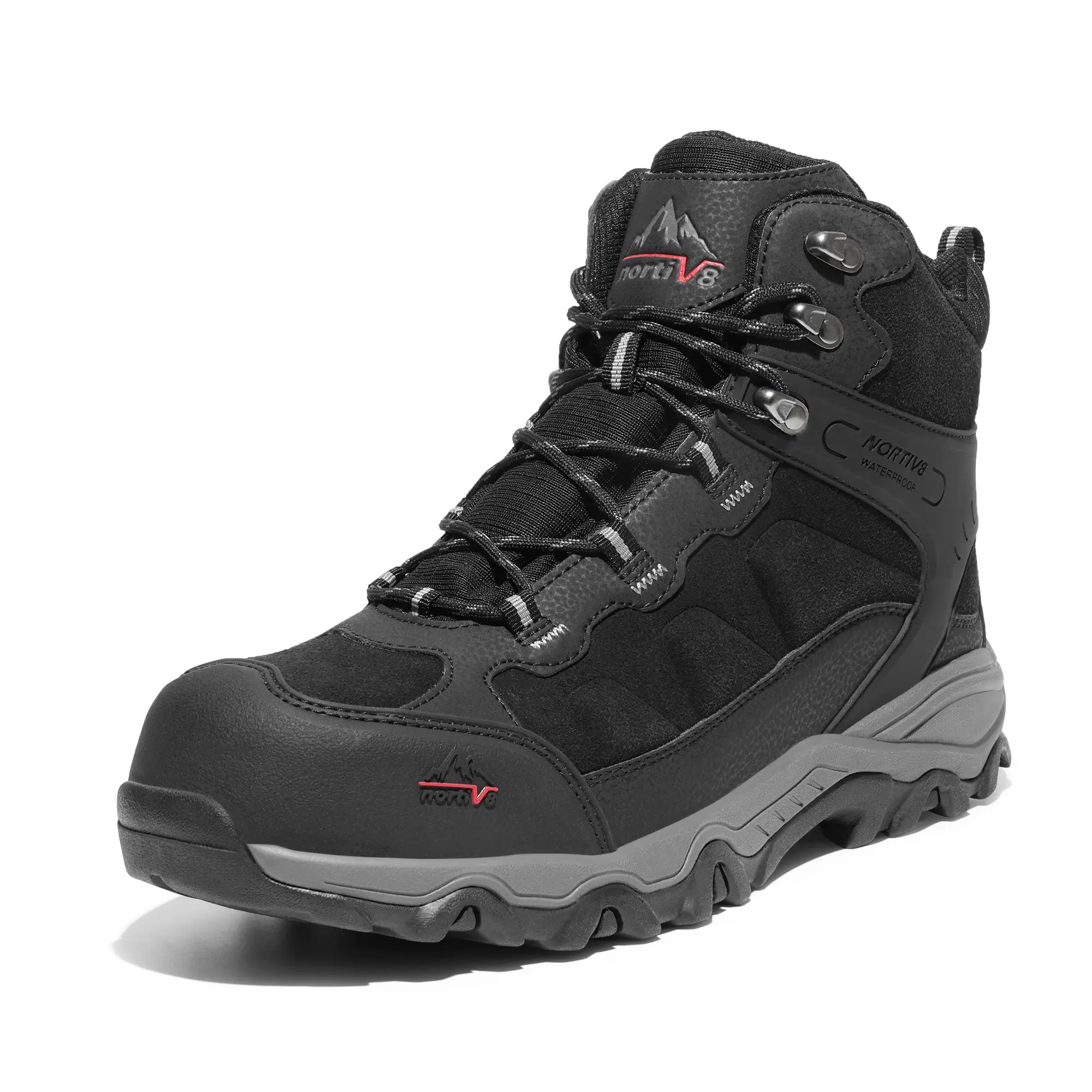 [Paladin-Steel] NORTIV 8 Men's Steel-Toe Worker Shoe - Breathable, Durable, Slip-Resistant, Round Toe, Cuban Heel, ASTM 2413-18 Closed Rubber Work Footwear