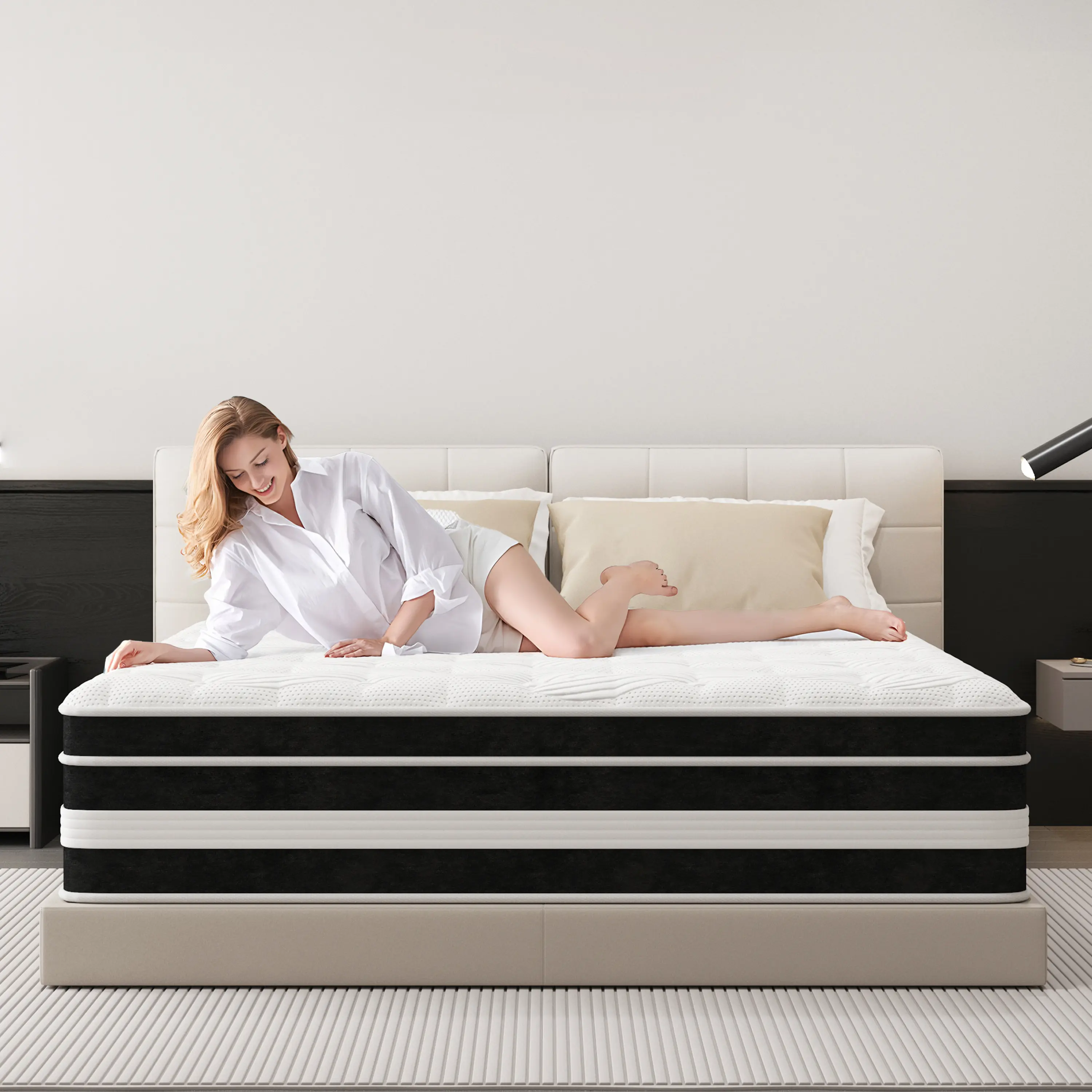 【FVBEAYA】 10/12/14 Inch Hybrid Memory Foam Mattress, Twin Full Queen King Size, Medium Firm with Pocket Springs, Ergonomic Lumbar Support, Pressure Relief, Motion Isolation,  Guest Room & Holiday Gift, Mattresses, California King Mattresses, Multilayer Hy
