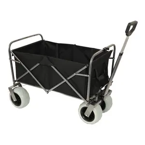 Beach Wagon with Big Wheels for Sand 500lbs capacity - All Terrain Steel Frame Utility Cart with 9" Pneumatic Tires, Collapsible Folding Design