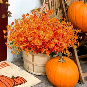 Der Rose 24 Bundles Artificial Mums Fall Flowers for Outdoor Fake Mums Flowers Plants Fall Decoration for Home Garden Porch Farmhouse Decor