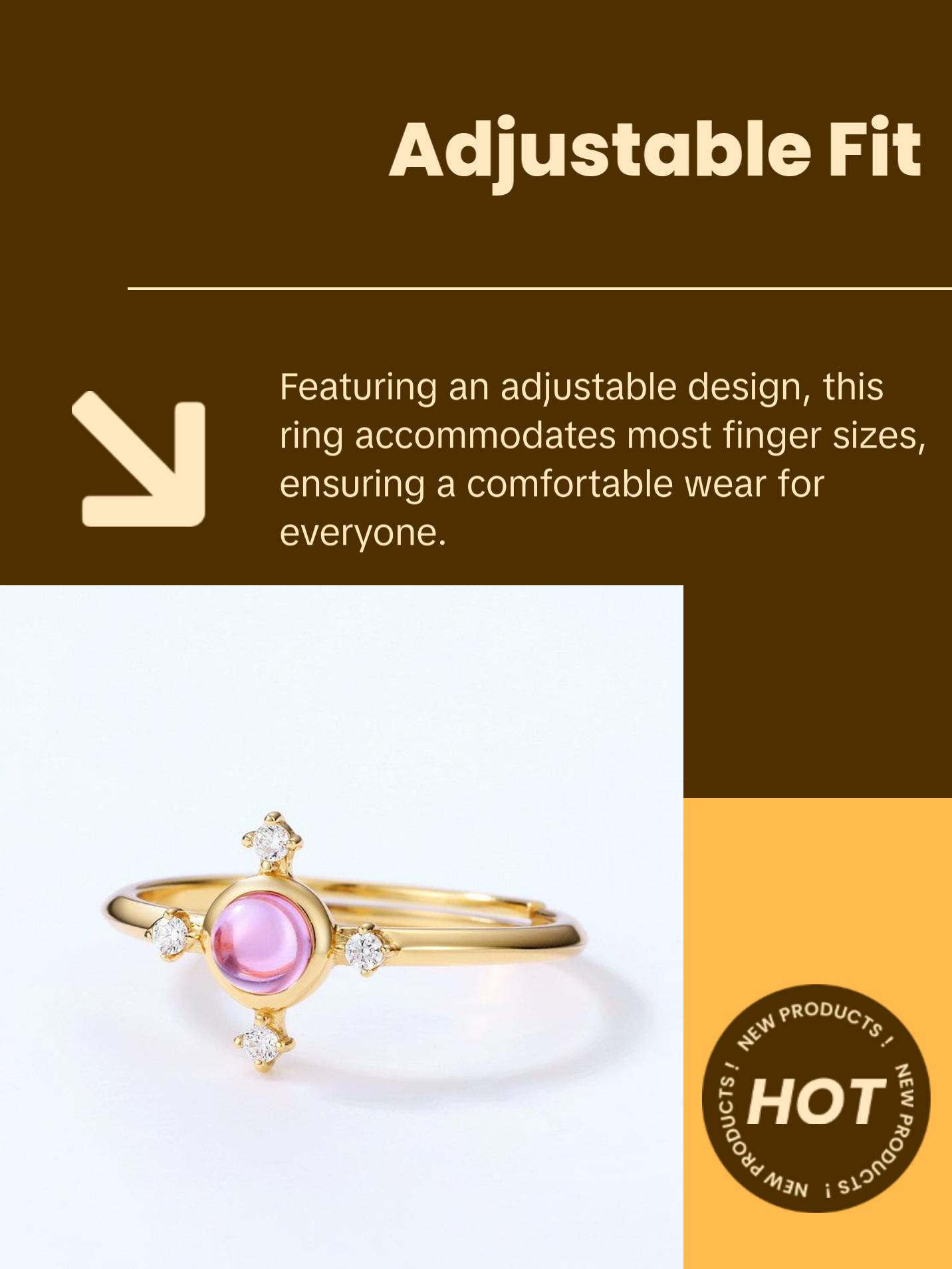 Amethyst Dainty Star Adjustable Ring