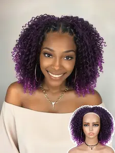 Kinky Curly Half Wig Afro Curly 3 in 1 Seamless Design, Short Light Bob Wigs for Women, Beginner Friendly Synthetic Hair Wig, Machine Made Wig