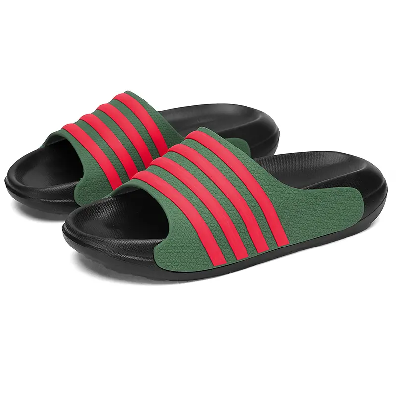 Men's Soft EVA Anti-Skid Sports Slide Shoe - Slip-On Striped Flipflop with Non-Slip Sole, Casual Footwear for Summer Beach and Home Use