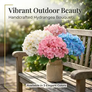 4pcs Artificial Hydrangea Flowers, UV-Resistant Outdoor Decor, No Maintenance, Wedding Party Decoration, Porch Garden, Tabletop, Vase Arrangement, Photo Props