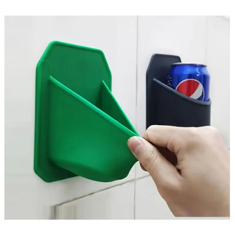 1pc Silicone Wall-Mount Storage Holders & Racks, Home Organizing Shower Beer Caddy, Gripped Beverage Can Caddy, Adhesive Waterproof Bathroom Organizer, Beverage Hold for Cans/Water Bottles, Universal Stick-On Smartphone Stand