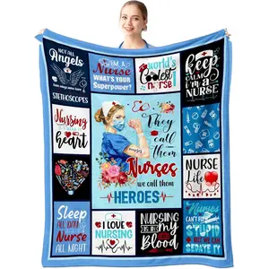 Nurse Gifts for Women, Nurses Blanket 60”x50”, Christmas Appreciation Gifts, Cool Graduation Gifts for Nursing Student, RN Gifts for New Nurses Practitioner, Nurse Birthday Retirement Gift Idea