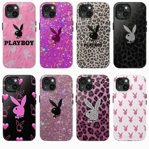 Vintage Leopard Pink Playboy Phone Case, Phone case For iPhone 17 16 15 14 13 12 11, case for men and women