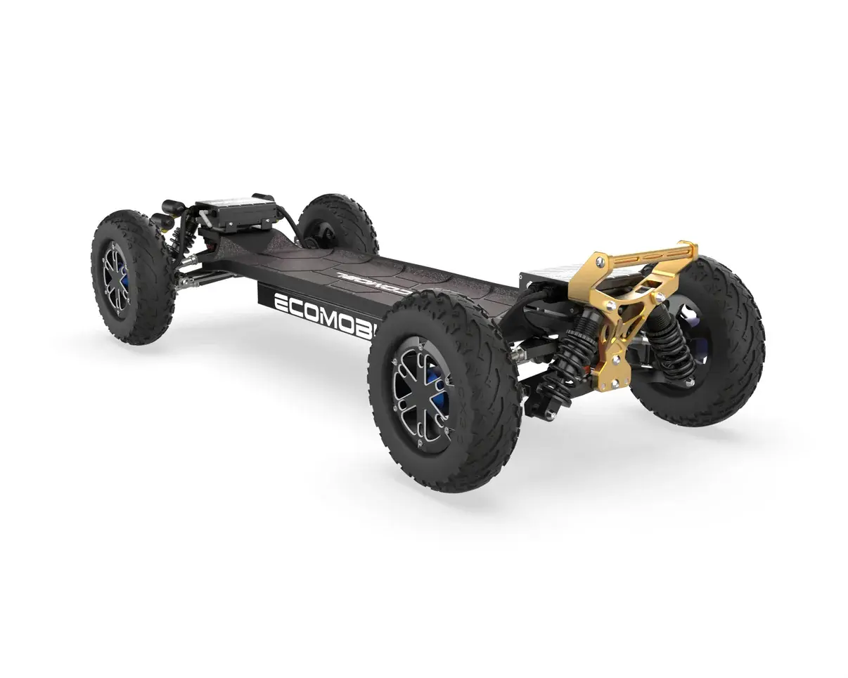 Ecomob M24 PRO Performance Off-Road Electric Skateboard with 4WD Setup, 3800W Motor, 12S5P Configuration, 40T Gear, Real Suspension, 9-Layer Maple Deck for Off-Roading Rugged Terrains