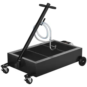 Black 20 Gallon Low Profile Electric Oil Drain Pan, 12V Pump, 6.5FT Hose, Folding Handle & Rolling Cart - Heavy-Duty for Trucks, RVs, SUVs