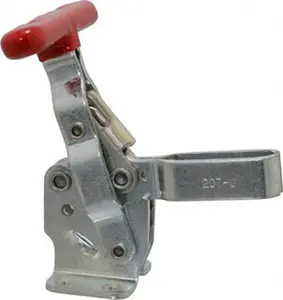 Destaco Toggle Action U-Bar Manual Hold Down Clamp - 375 Lb Holding Capacity, Vertical Handle, 57° Handle Movement, 99° Bar Opening, Flanged Base, Electro-Plated Zinc Carbon Steel (Model 207-49), U-Bar Clamp