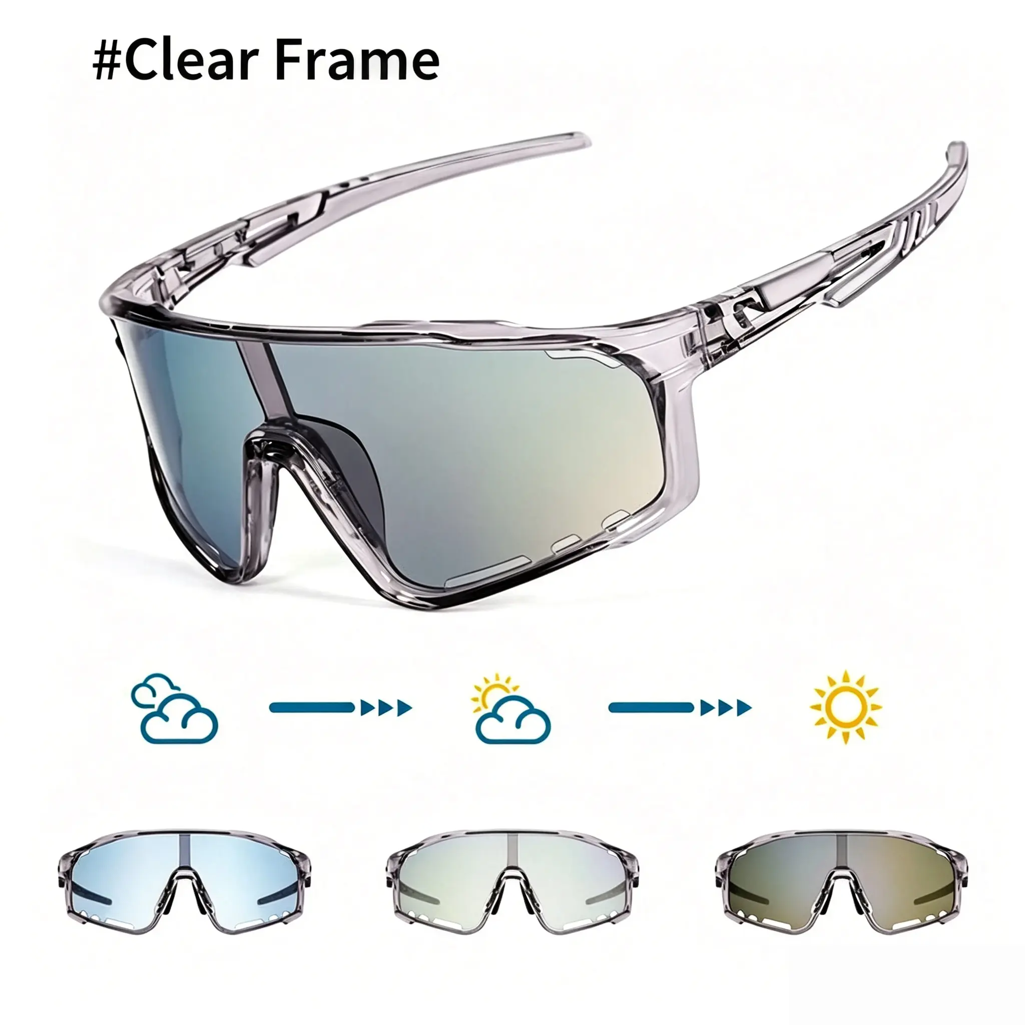 Unisex Photochromic Transition Outdoor Sport Sunglasses - MTB Goggles for Cycling, Mountain Bike Riding, Biking, Modern Design