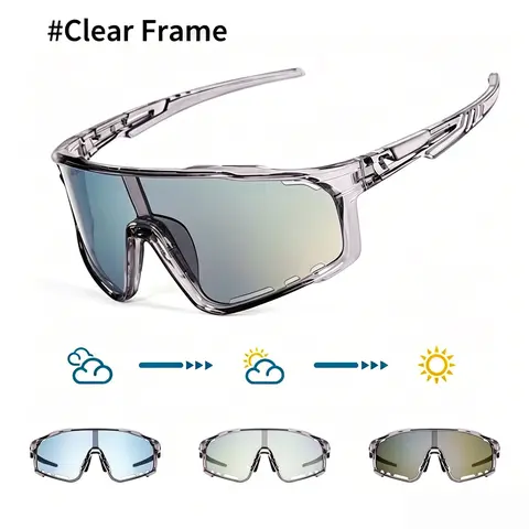 Unisex Photochromatic Transition Sports Eyewear - Outdoor Sport Sunglasses for MTB Cycling, Mountain Bike Riding, Modern Design, Photochromatic Sports Eyewear
