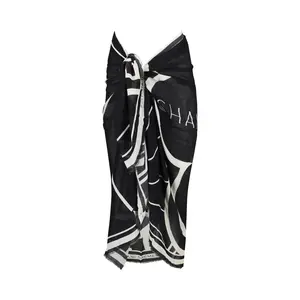 Shani Shemer Black Print Pareo in Black and White