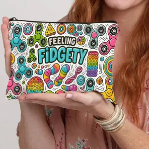 Feeling Fidgety Fidget -Themed Makeup & Accessory Organizer Pouch - & Sensory Disorder-Friendly Design, Beige Case For Gadgets, Supplies, Travel Essentials ( & S) Cosmetic Pouch Cosmetics Organizer