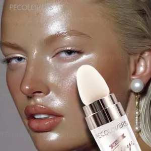 1pc Waterproof Glitter Highlighter Powder - Waterproof & Long-Lasting Shimmering Illuminator with Brush Applicator, Wet/Dry Use for Face, Body, Contouring