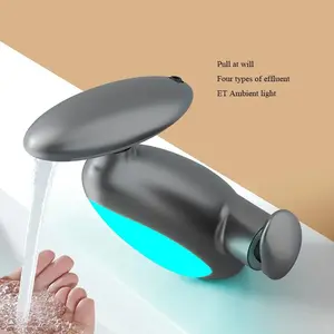 4Modes Outlet LED Basin Faucet 360° Rotatable Pulled Out Tap Temperature Sensitive Sink Faucets Drip-Proof Hot Cold Switch Mixer ZJMZYM