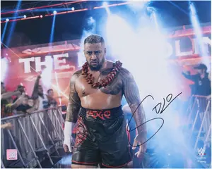 Solo Sikoa WWE Autographed 16" x 20" Entrance Wearing Ula Fala Photograph - Fanatics Authentic Certified