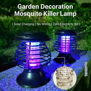 Solar Bug Zapper Outdoor indoor Waterproof, 2 in 1 Mosquito Killer with LED Light, Led Mosquito Trap, Standing Or Hanging Garden Pendant Light for Home Backyard, Patio, Garden, Camping, Hanging Solar Light