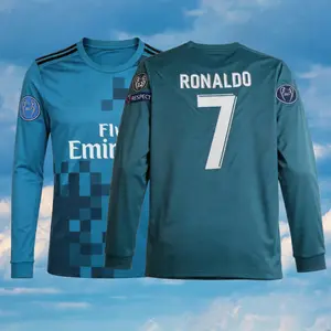 C.Ronaldo 2017-18 Retro Away Blue Home White Black No.7 Long-Sleeved Short-Sleeved Football Shirt
