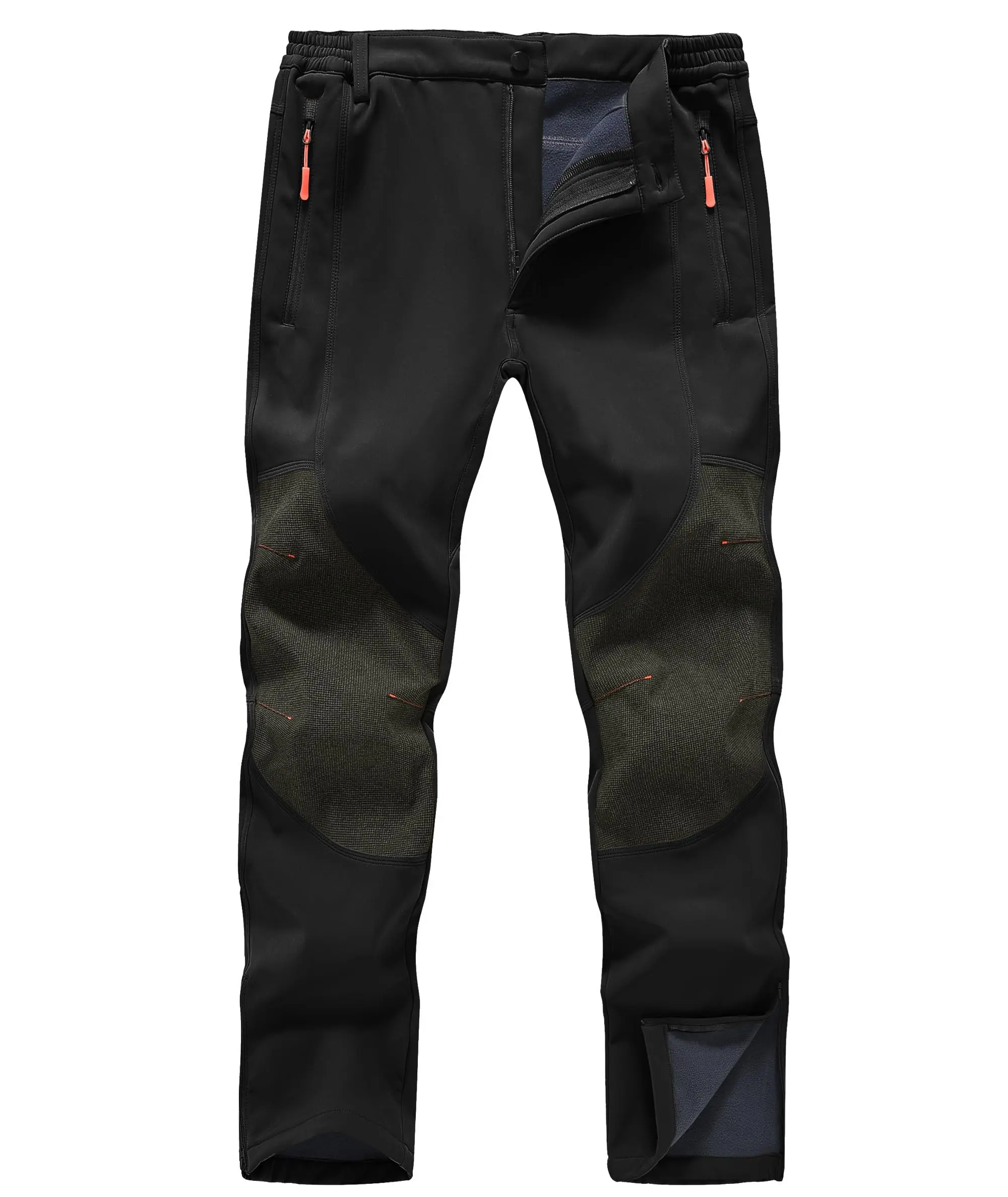 ZOOFLY Men's Winter Pants Fleece Lined Ski Snow Pants Water Resistant 4 Zip Pockets Outdoor Work Pants FallFreshness Outdoorfun Sport Specific Clothing