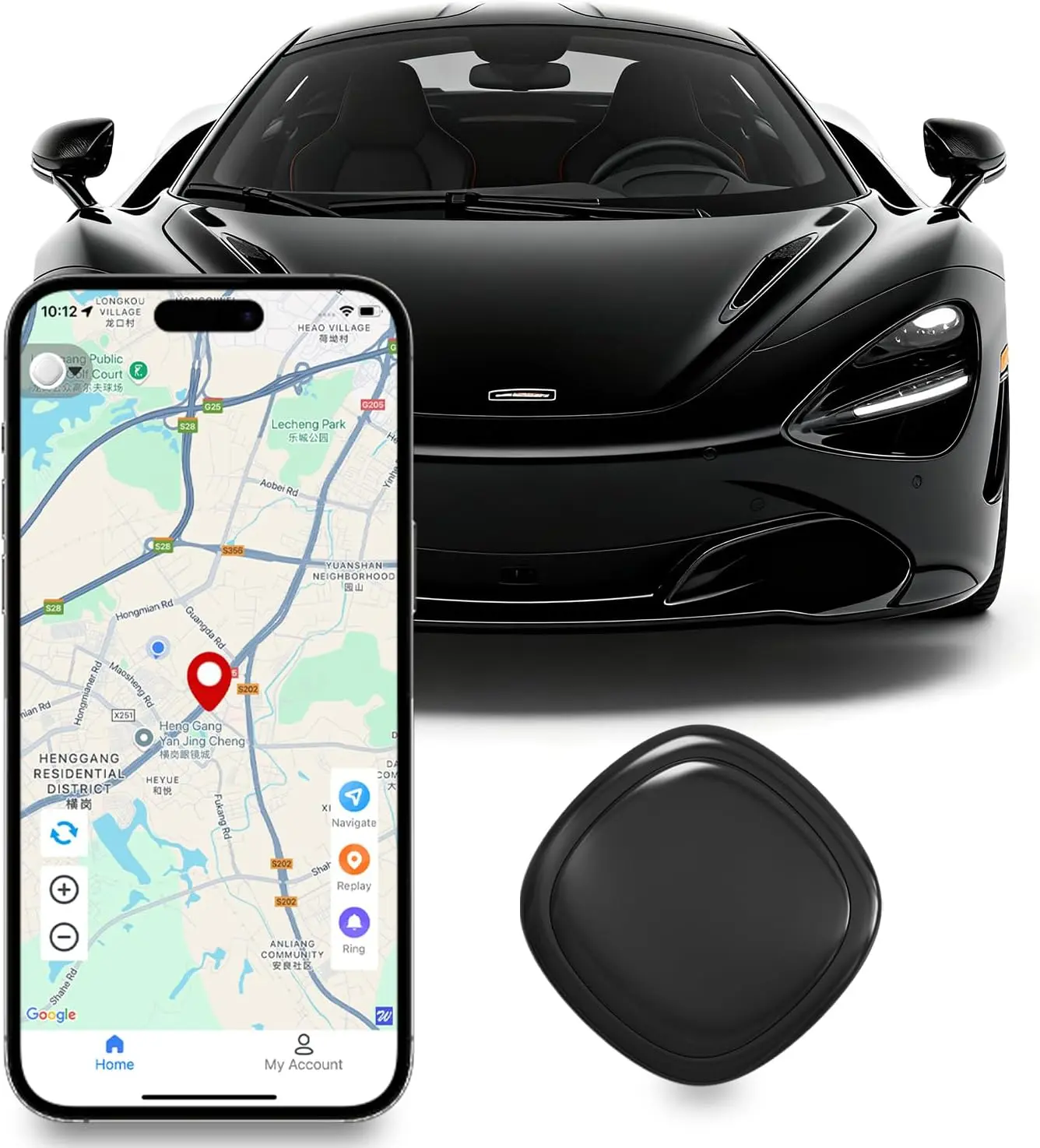 Android-compatible smart GPS tracker tag, Bluetooth anti-loss item locator that works with Google Find My Device, long battery life tracker for keys, luggage, pets, and vehicles