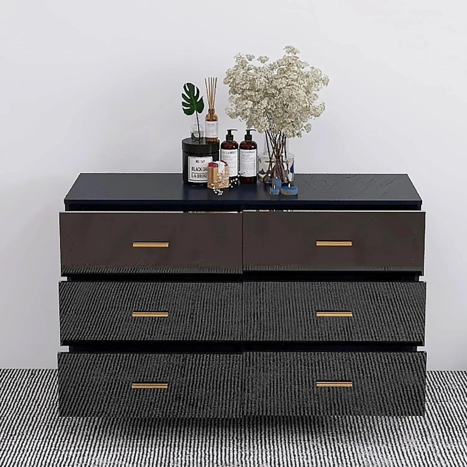 6 Drawer Dresser, 31" Tall Dresser & Chest of Drawers, High Glossy Modern  Dresser with Golden Handle and Legs, Vertical Dresser Storage Cabinet for  Living Room, Entryway, Hallway, (Black) - TikTok Shop