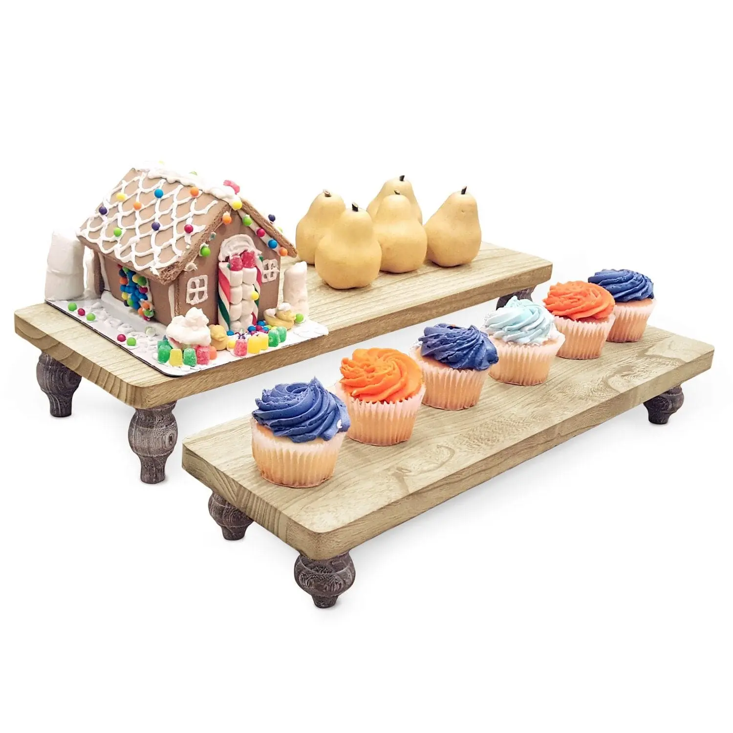 #WD2202 2Pcs wood retail display riser stands