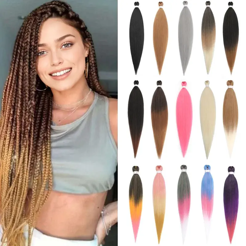 Pre-stretched Synthetic Braiding Hair Professional Easy  Hot Water Setting Soft  Crochet Braid Hair  Extensions_