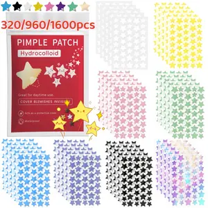 320/960/1600pcs 8-Color Star Hydrocolloid Acne Patches With 2 Sizes Available, Multi-Color Decoration & Concealer 2-In-1, Thin Fit Comfortable Breathable Facial Acne Pimple Cover Stickers, Daily Gentle Skin Care Products, Acne Clearing Products